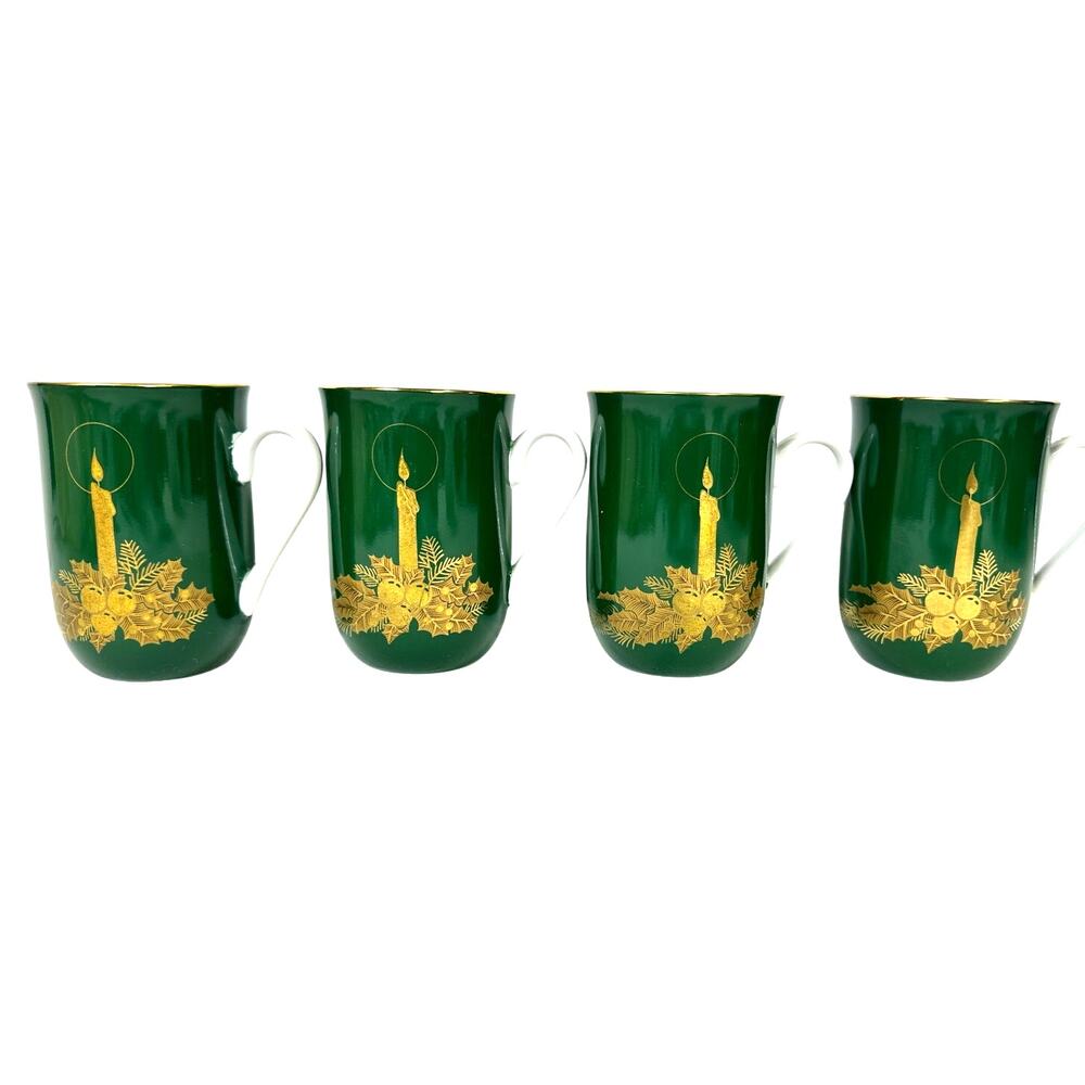Otagiri Japan Gibson Greeting Cards Vintage Christmas Candle Mugs-Set of 4!